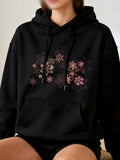 Women's Hoodie Winter Blossom With Pastel Pattern Surrounding Stylized Snowflake Cluster
