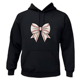 Men's Hoodie Hand Stitched Leather Lace Bow With Baseball Pattern Ribbon Bow