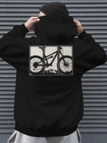 Men's Hoodie Monochrome Panels With Minimalist Artistic Mountain Bicycle