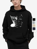 Men's Hoodie Fading Melodic Notes With Scattered Musical Symbols Under Spotlight Music Note