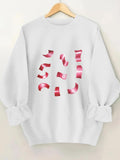 Women's Hoodie Abstract Red Ribbon Shapes On Minimalist White Sweatshirt
