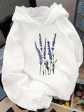 Women's Hoodie Field Of Lavender Blossoms With A Butterfly Flower