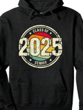 Men's Hoodie Class Of Senior 2025 With Retro Faded Sunburst Circle Design