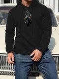 Men's Hoodie Vivid Motion Racer With Neon Lights Under Midnight Sky Motorcycle