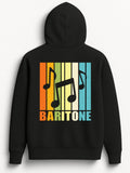 Women's Hoodie Baritone Rainbow Striped Backdrop With Floating Musical Notes