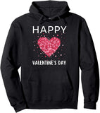 Men's Hoodie Happy Valentines Day Scattered Pink Hearts On Festive Romantic Holiday Heart