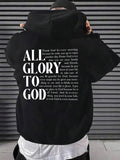 Men's Hoodie All Glory To God Inspirational Text On Black Hooded Sweatshirt
