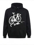 Men's Hoodie Urban Path With Abstract Bike Silhouette On Black Hoodie Bicycle