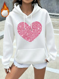 Women's Hoodie Shimmering Pink Glitter Pattern Heart Design Hoodie