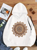 Women's Hoodie Layered Golden Brown Mandala Pattern In Ornate Circular Design Hoodie