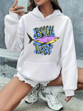 Women's Hoodie Beach Vibes Vibrant Ocean Colors With Leaping Yellow Dolphin