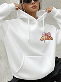 Women's Hoodie Charming Pastry With Pink Bow On Fluffy French Croissant