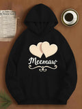 Women's Hoodie Meemaw Two Soft Cream Hearts With Elegant Swirl Pattern Hoodie