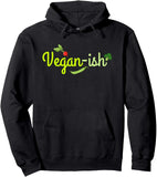 Men's Hoodie Vegan Ish Playful Leaves With Green Herb Accents On Lettering