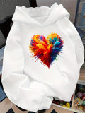 Women's Hoodie Vivid Colorful Ink Splash Forming A Vibrant Central Heart