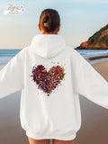 Women's Hoodie Scattered Colorful Confetti Shaped Into A Shining Heart