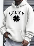 Men's Hoodie Lucky With Solid Black Four Leaf Clover Hoodie