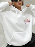 Women's Hoodie Pastel Flowers Bloom Among Green Leaves Hoodie
