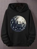 Men's Hoodie Shimmering Reflections Patterned Glass Under Night Party Disco Ball