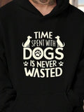 Men's Hoodie Time Spent With Dogs Is Never Wasted Playful Dogs Surrounded By Paw Prints