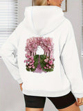 Women's Hoodie Pathway Surrounded By Blossoming Trees In Spring Garden