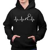 Men's Hoodie Heartbeat Line With Stylized Mechanical Piston Engine Part