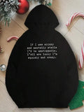 Men's Hoodie White Lettering Calm Mood Among Holiday Candy Black Hoodie