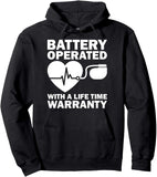 Men's Hoodie Battery Operated Lifetime Heartbeat Warranty Design Hoodie