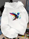 Women's Hoodie Colorful Splashes With Vibrant Ink Surrounding A Lively Hummingbird