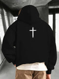 Men's Hoodie Minimalist White Cross Against Solid Black Background Hoodie