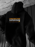 Men's Hoodie Construction Worker With Safety Tape Emphasizing Bold Message Hoodie