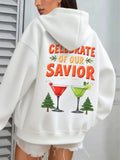 Women's Hoodie Celebrate Of Our Savior With Cocktails And Festive Pine Trees