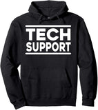 Men's Hoodie Tech Support Bold Letters With Clean Minimalist White Lines Hoodie