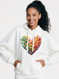 Women's Hoodie Vivid Colorful Hearts Forming A Large Central Heart Shape