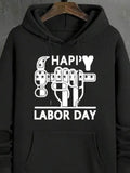 Men's Hoodie Happy Labor Day With Tools And Stars Graphic Hand