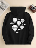 Men's Hoodie Cloudy Sky With Floating Hot Air Balloons And Gentle Breeze Balloon