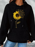 Women's Hoodie Shining Yellow Petals With Graceful Stem And Bright Sunflower