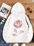 Women's Hoodie Blush Petals Floating Gently With Soft Pastel Colored Rose