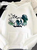 Women's Hoodie Abstract Silhouette With Dandelion Seeds Floating Among Grassy Shapes Hoodie