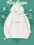 Women's Hoodie Chiture Minimalist Handwriting And Line Art Across The Chest Hoodie
