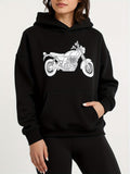 Women's Hoodie Classic Engine Motorcycle Illustration On Sleek Hoodie Motorcycle
