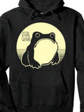 Men's Hoodie Large Minimalist Circle With Faded Edges Framing A Stylized Frog