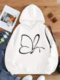 Women's Hoodie Abstract Ink Lines Forming Elegant Butterfly Figure Butterfly