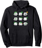 Men's Hoodie Playful Happy Cartoon Teeth With Green Party Accessories Tooth