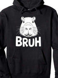 Men's Hoodie Bruh Cartoon Style Capybara Head Hoodie