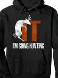 Men's Hoodie Im Going Hunting Leaping Deer Silhouette With Bold Orange Lettering Sweatshirt