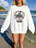 Women's Hoodie My Energy Attracts My Tribe Surrounded By Wreath And Red Floral Pattern