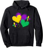 Men's Hoodie Colorful Three Hearts Among Fleur De Lis Accents Hoodie