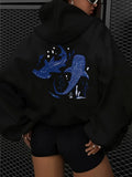 Women's Hoodie Deep Blue Ocean Night With Flowing Water And Graceful Whale