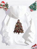 Women's Hoodie Shimmering Holiday Lights And Golden Ornaments Christmas Tree